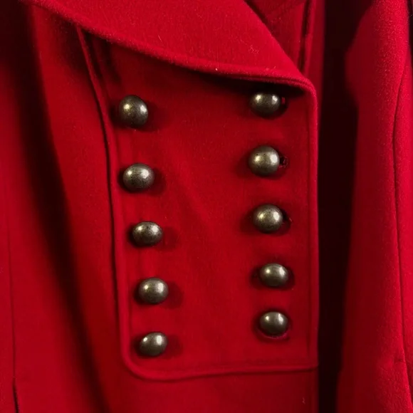 WINDSMOOR RED WOOL CASHMERE BLEND DOUBLE BREASTED COAT WOMENS SIZE 12 - Picture 12 of 13